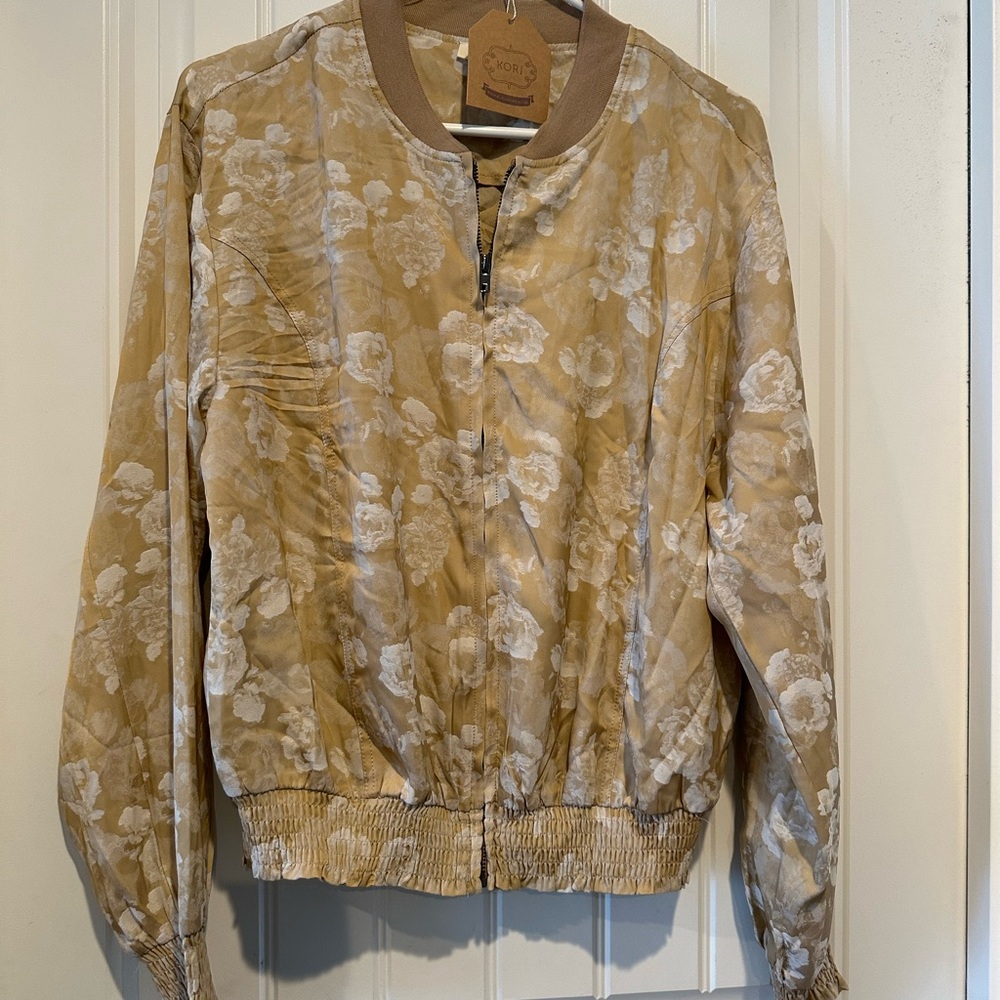 Kori Beige Floral Bomber Jacket